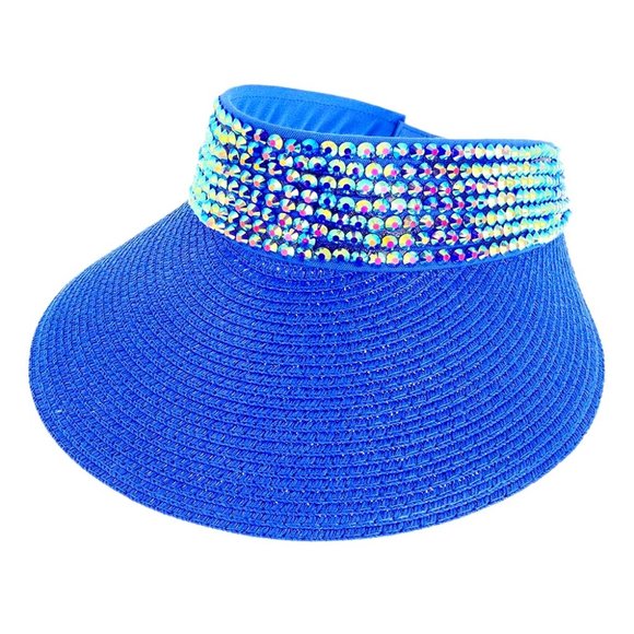 ??NWT  Fabulous  Rhinestone Crystal Studded Accent Yellow Visor Hat Cap main image 7